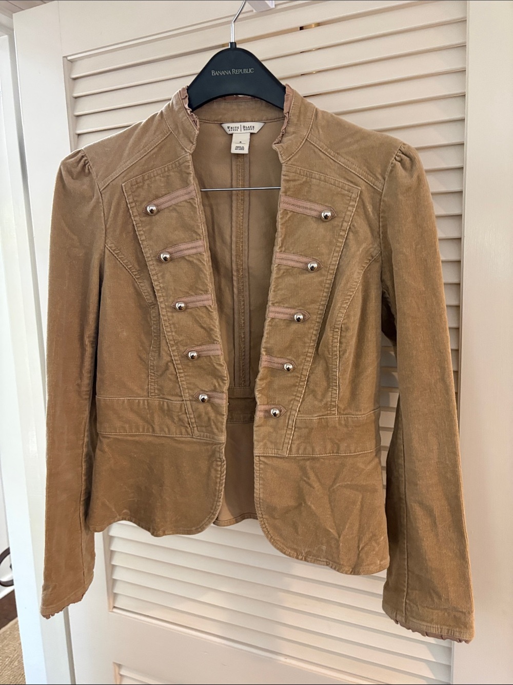 White House Black Market Tan Military-Style Corduroy Blazer